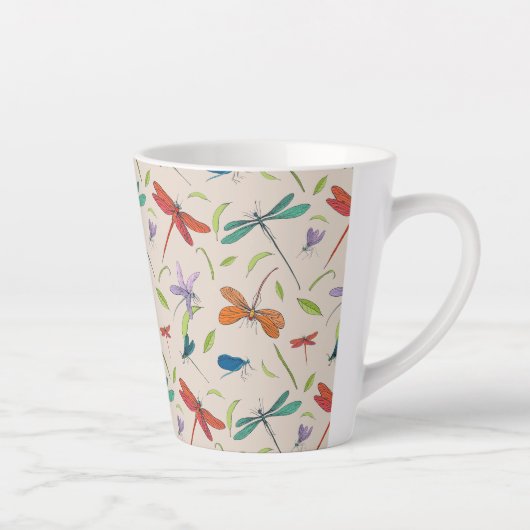 Moth Butterfly Pattern Latte Tasse (Rechts)
