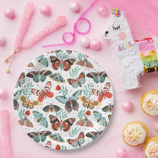 Moth Butterfly Pattern Pappteller (Party)