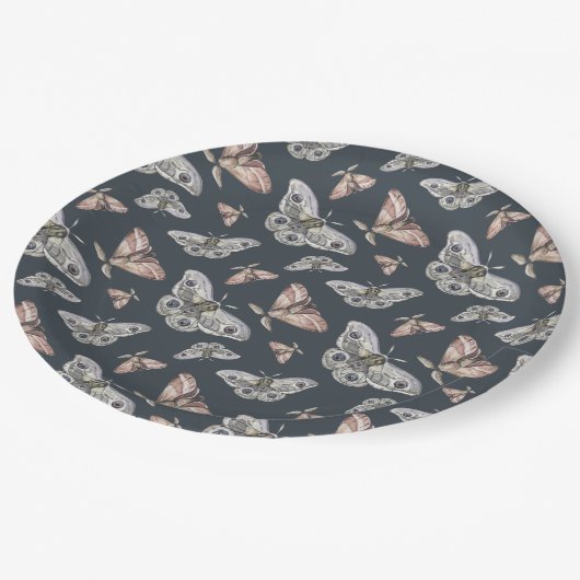 Moth Butterfly Pattern Pappteller (Schrägansicht)