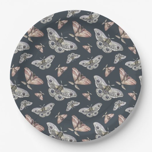 Moth Butterfly Pattern Pappteller (Vorderseite)