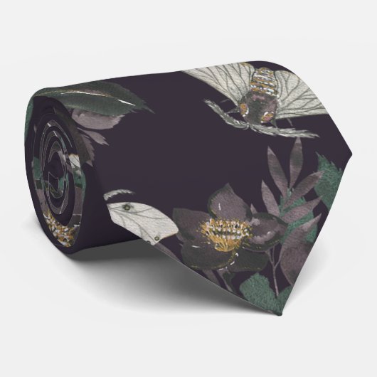 Moth Floral Pattern Krawatte (Gerollt)