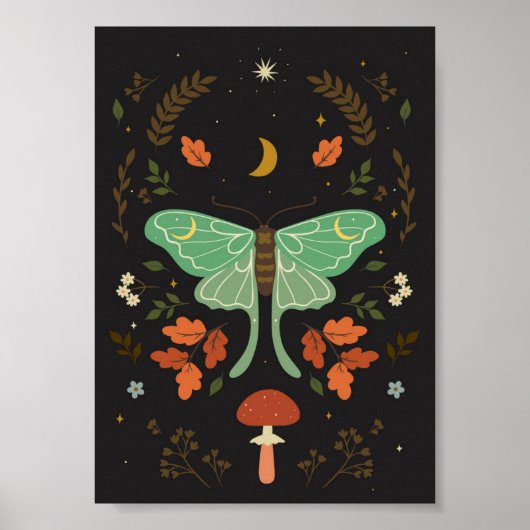 Moth im boho Stil. Poster (Vorne)