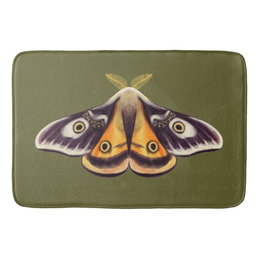 Moth Insect Art Goblincore Saturnia Witchy Green Badematte (Vorderseite)