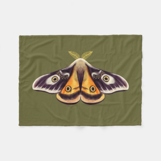 Moth Insect Art Goblincore Saturnia Witchy Green Fleecedecke (Vorderseite (Horizontal))