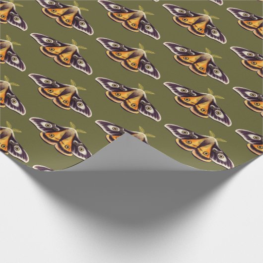 Moth Insect Art Goblincore Saturnia Witchy Green Geschenkpapier (Ecke)