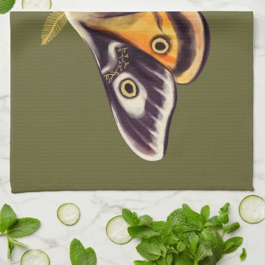 Moth Insect Art Goblincore Saturnia Witchy Green Geschirrtuch (Gefaltet)