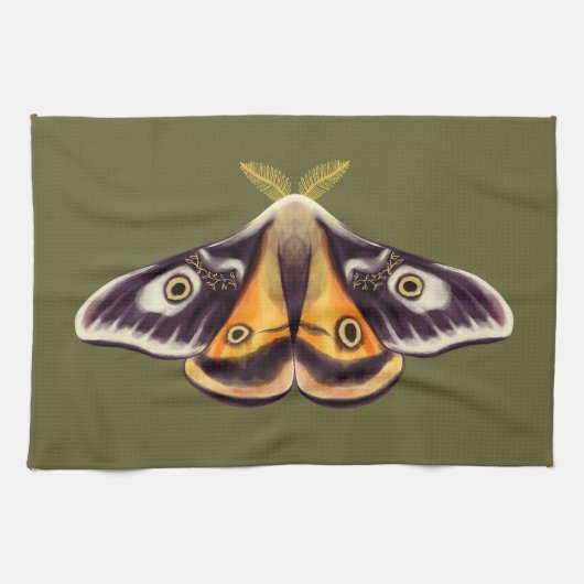 Moth Insect Art Goblincore Saturnia Witchy Green Geschirrtuch (Horizontal)