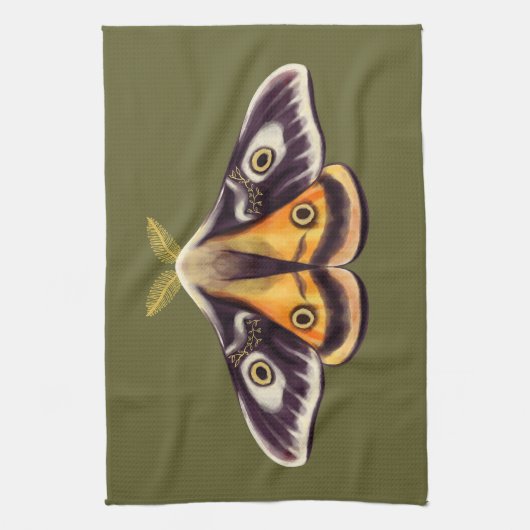 Moth Insect Art Goblincore Saturnia Witchy Green Geschirrtuch (Vertikal)