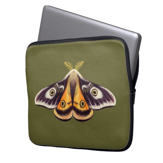 Moth Insect Art Goblincore Saturnia Witchy Green Laptopschutzhülle (Vorderseite Links)