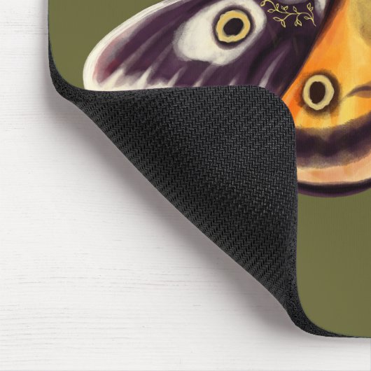 Moth Insect Art Goblincore Saturnia Witchy Green Mousepad (Ecke)