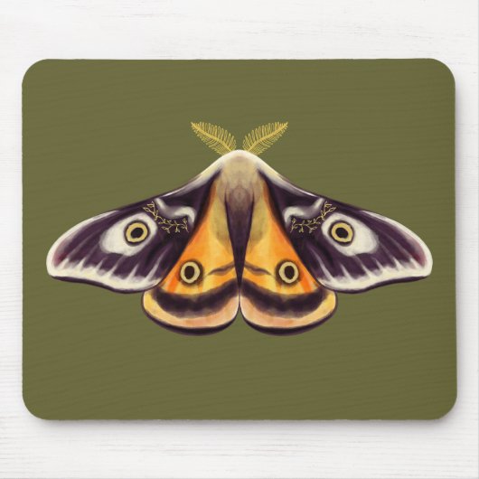 Moth Insect Art Goblincore Saturnia Witchy Green Mousepad (Vorne)
