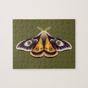 Moth Insect Art Goblincore Saturnia Witchy Green Puzzle