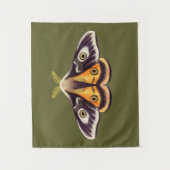 Moth Insect Art Goblincore Saturnia Witchy Green Wandteppich (Vorderseite)