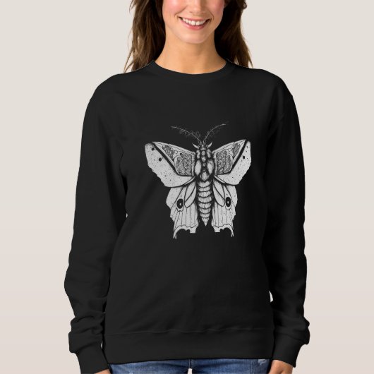Moth Insect Magical Esoteric Line Illustration 5 Sweatshirt (Vorderseite)