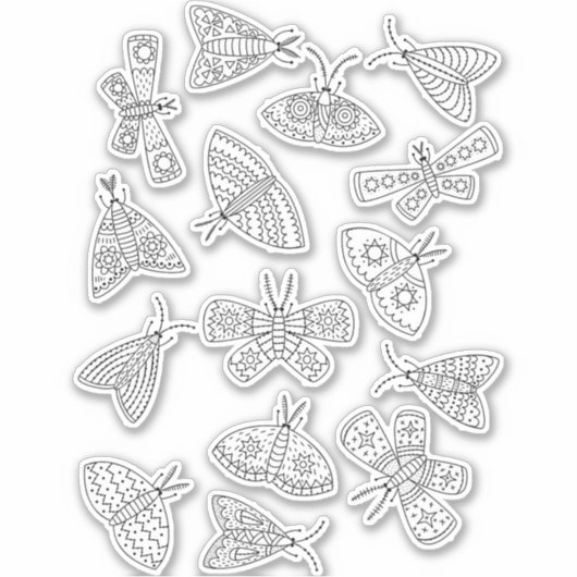 Moth Line Art Zeichnend Aufkleber (Vorderseite)