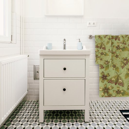 Moth Meadow Green botanisches Insekt Badhandtuch Set