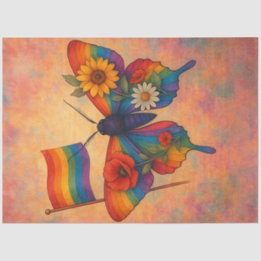 Moth of Stolz and Blossoms Decoupage Paper Seidenpapier (Vorderseite)