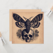 Moth on Skull Antique Goth Horror Illustration Karte (Vorderseite/Rückseite Beispiel)