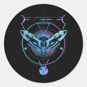 Moth Pastel Goth Geometric Witchy Crescent Runder Aufkleber