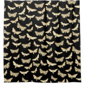 Moth Pattern Moths Neutral Erthy Black Cream Duschvorhang (Vorderseite)