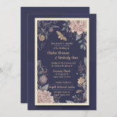 Moth, Rose & Thistle Wedding Einladung (Vorne/Hinten)