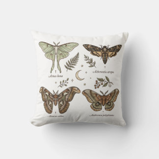 Moth-Sammlung Vintage Entomologie Dunkle Cottageco Kissen