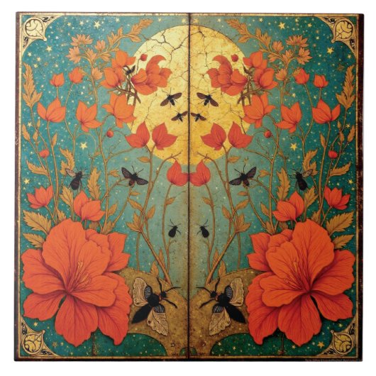 Moth Sanctuary Under the Moonlit Sky Fliese (Vorderseite)