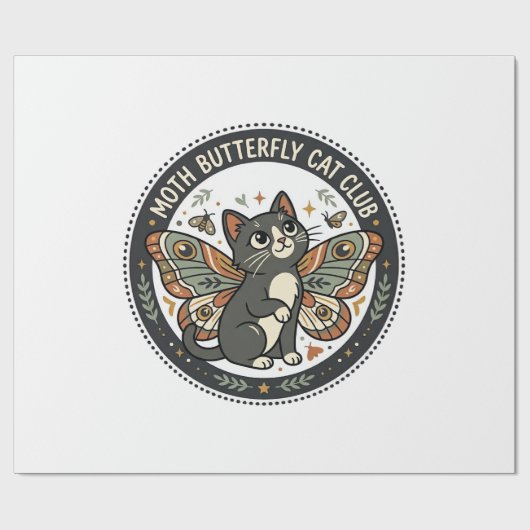 Moth Schmetterling Katze POD Vektor Kunst - Moth S Geschenkpapier (Flach)