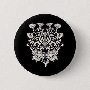 Moth Talisman - Whimsigoth Screenprint Style Drawi Button