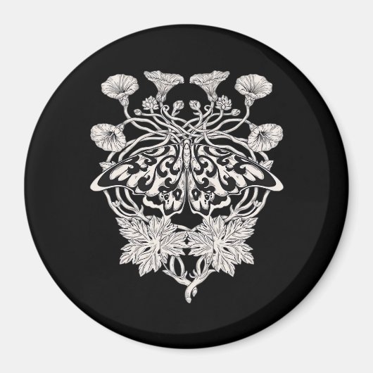 Moth Talisman - Whimsigoth Screenprint Style Drawi Magnet (Vorne)