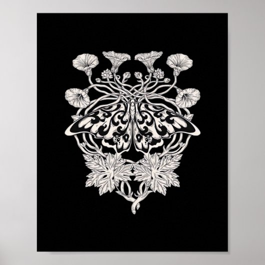 Moth Talisman - Whimsigoth Screenprint Style Drawi Poster (Vorne)