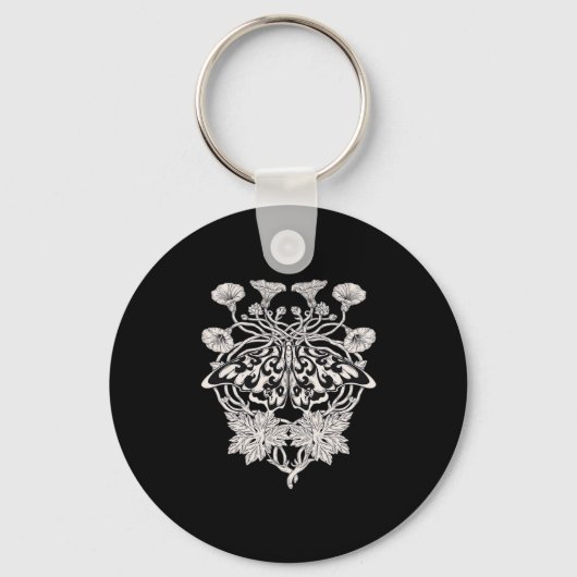 Moth Talisman - Whimsigoth Screenprint Style Drawi Schlüsselanhänger (Vorderseite)