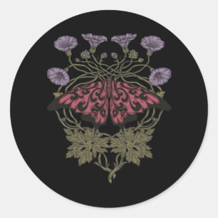 Moth Talisman - Whimsigoth Witchy Art - Color Vers Runder Aufkleber