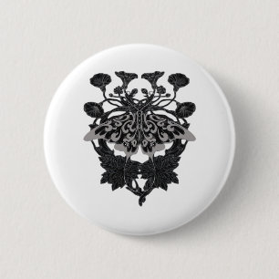 Moth Talisman - Whimsigoth Zeichnend - Weiße Versi Button