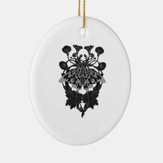 Moth Talisman - Whimsigoth Zeichnend - Weiße Versi Keramik Ornament (Rechts)