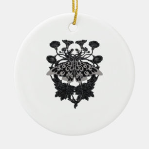 Moth Talisman - Whimsigoth Zeichnend - Weiße Versi Keramik Ornament