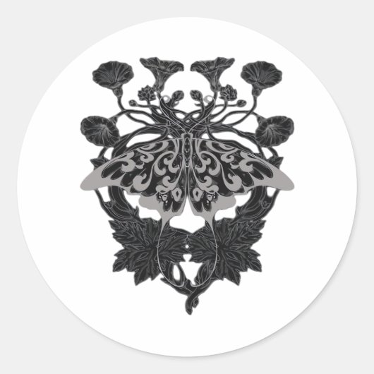 Moth Talisman - Whimsigoth Zeichnend - Weiße Versi Runder Aufkleber (Vorderseite)