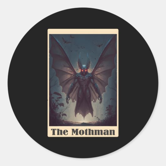 Moth Tarot Card Cryptid Cryptozoology Runder Aufkleber (Vorderseite)