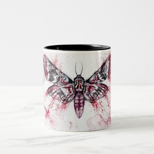 Moth Watercolor Coffee Mug Zweifarbige Tasse (Mittel)