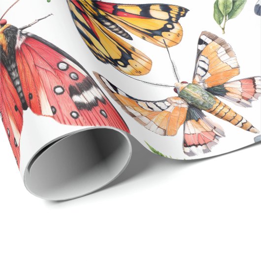 Moth Watercolor Geschenkpapier (Rolleneckpunkt)