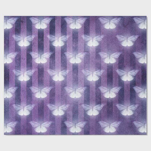 Moth white lila Striped pattern mystical Geschenkpapier (Flach)