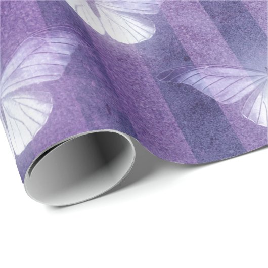Moth white lila Striped pattern mystical Geschenkpapier (Rolleneckpunkt)