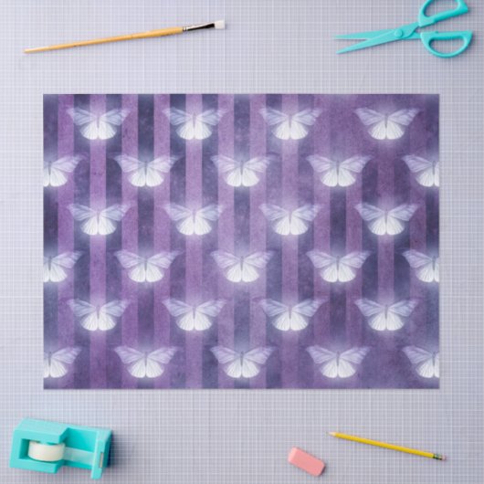 Moth white lila Striped pattern mystical Seidenpapier (Basteln)