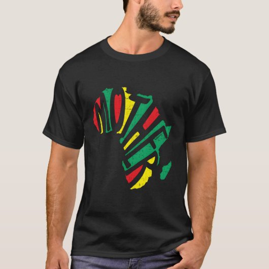 Mother Africa Retro Colorful Continental Text Map T-Shirt (Vorderseite)
