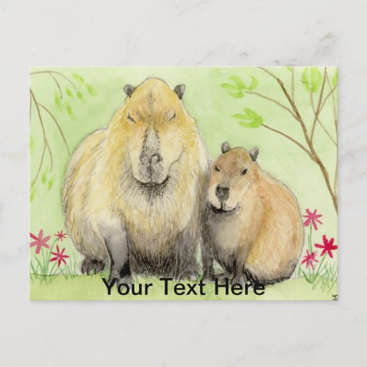 Mother and Baby Capybara Postkarte (Vorderseite)