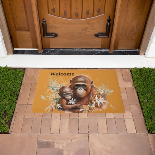 Mother and baby Chimp Fußmatte (Außenbereich)