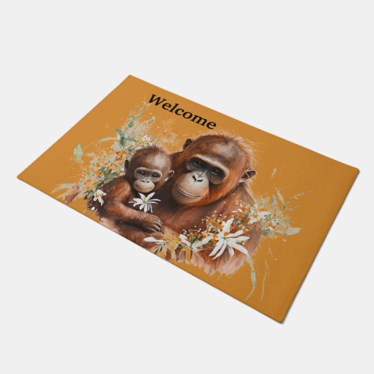 Mother and baby Chimp Fußmatte (Schrägansicht)