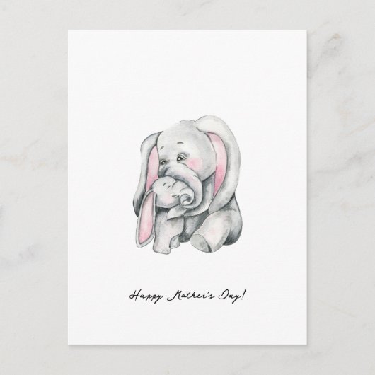 Mother And Baby Elephant Happy Mother's Day Card Postkarte (Vorderseite)