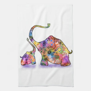 Mother and Baby Elephant Kitchen Towel Cartoon Geschirrtuch