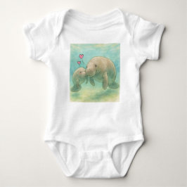 Mother and Baby Manatee Watercolor Illustration –  Baby Strampler